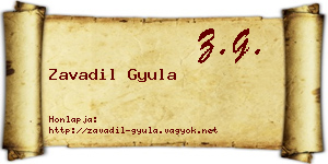 Zavadil Gyula névjegykártya